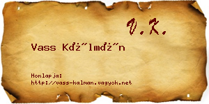 Vass Kálmán névjegykártya